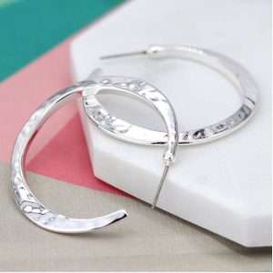 hammered silver hoop peirced earrings
