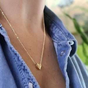 stainless steel gold heart necklace