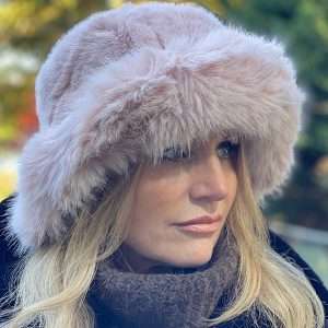 pale pink luxury bucket hat on modal