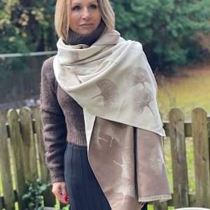 Cream and Beige Reversible Luxury Dandelion Scarf