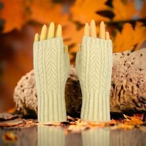 cream cable wristie fingerless gloves
