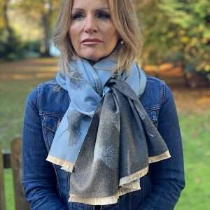 pale blue and grey luxury danelion scarf