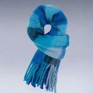 Blue tartan big scarf