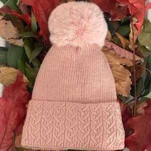 pink pompom hat