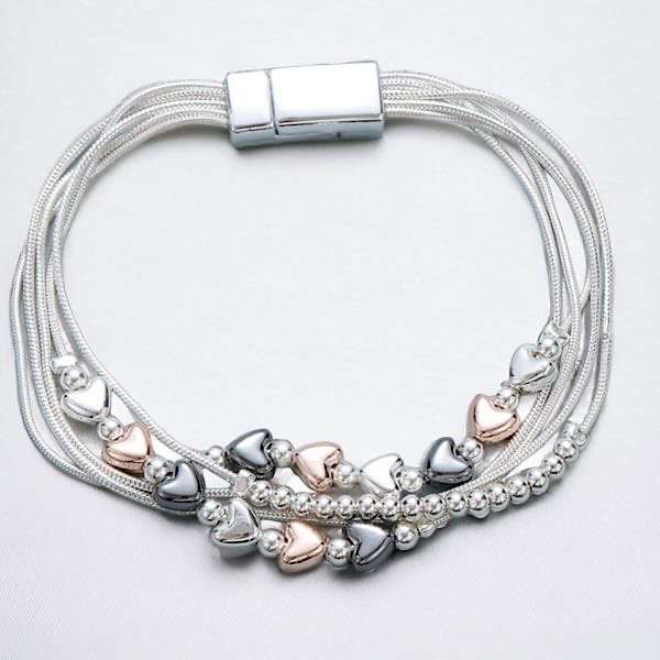 heart magnetic bracelet with silver bead detail