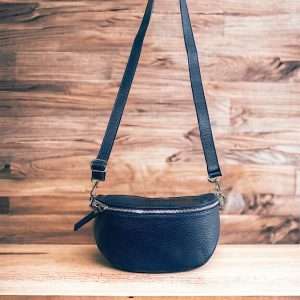 Navy Italian Leather Crossbody Bum Bag