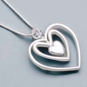 silver heart pendant close up