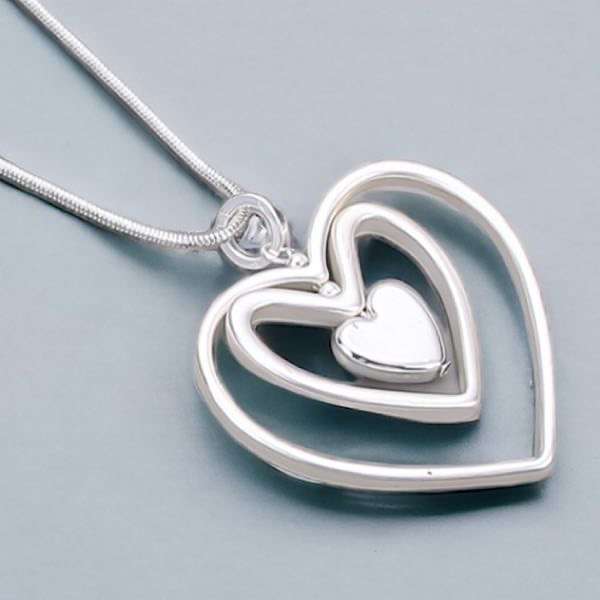 silver heart pendant close up