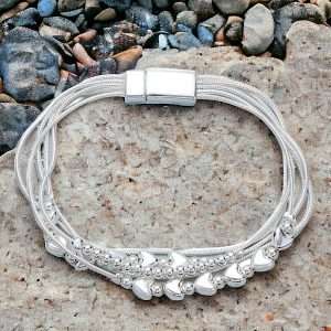 Silver heart Stranded Magnetic Bracelet
