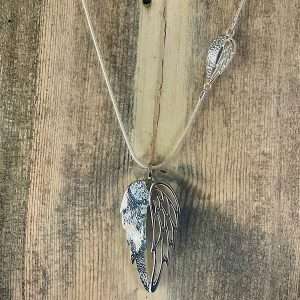 Angel wings pendant long necklace