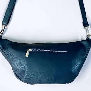 navy leather bum bag with detachable strap