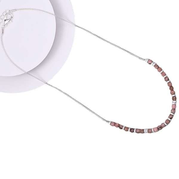 rhodonite necklace with a silver plated chain