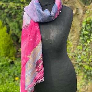 cerise and gold tones luxury scarf
