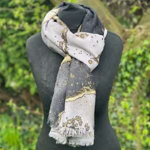grey and gold lightweight scarf