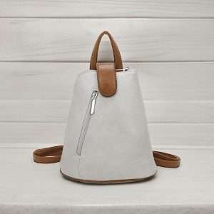 grey and tan mini backpack