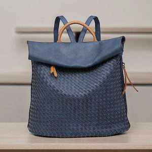 navy and tan textured backpack