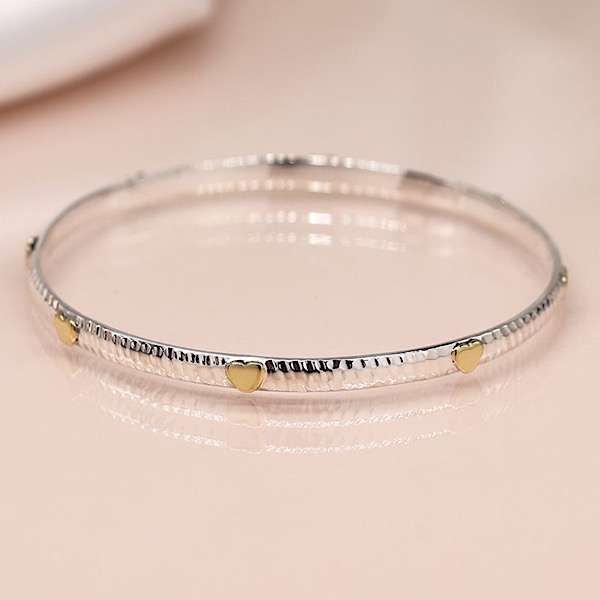 sterling silver brass heart Bangle