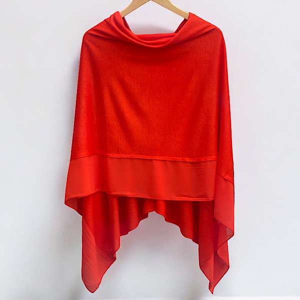 Tangerine chiffon edged poncho