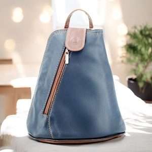 Luxury Leather Navy Triangular Backpack