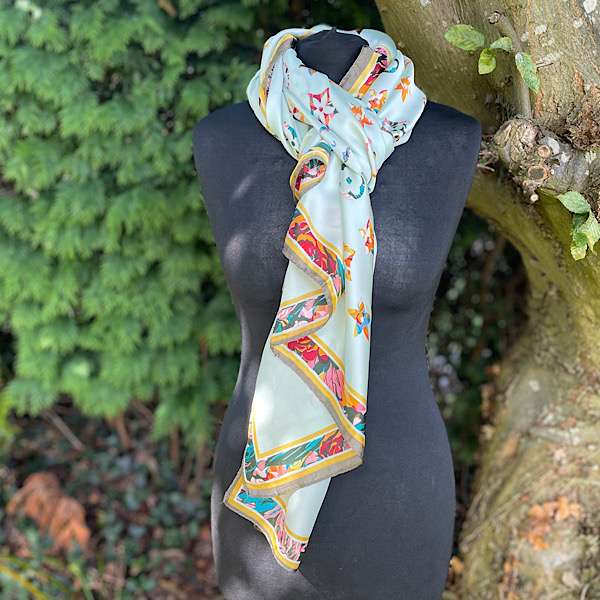 silky mint floral versitile scarf