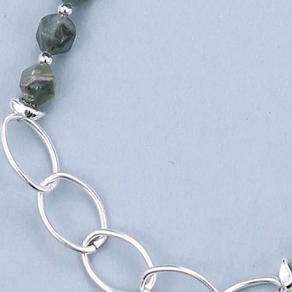 close up of beads and chain detail