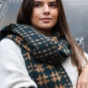 winter teal and taupe scarf