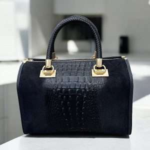black leather gladstone bag