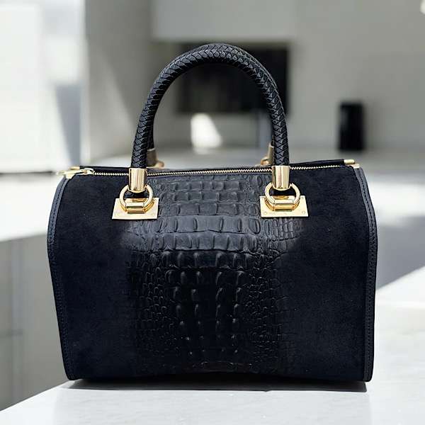 black leather gladstone bag