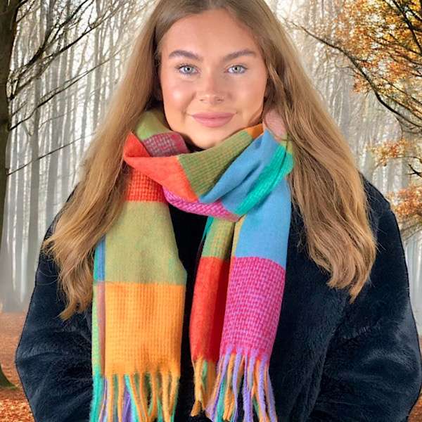 square multicloured block scarf