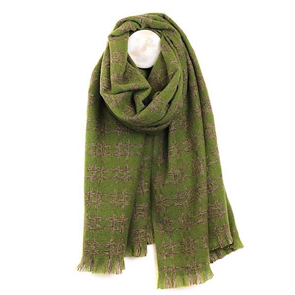 olive crosshatch scarf