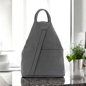 luxury leather grey triangular backpack