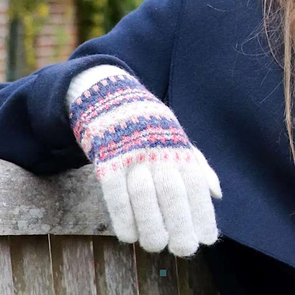 cream fair isle recycled gloves