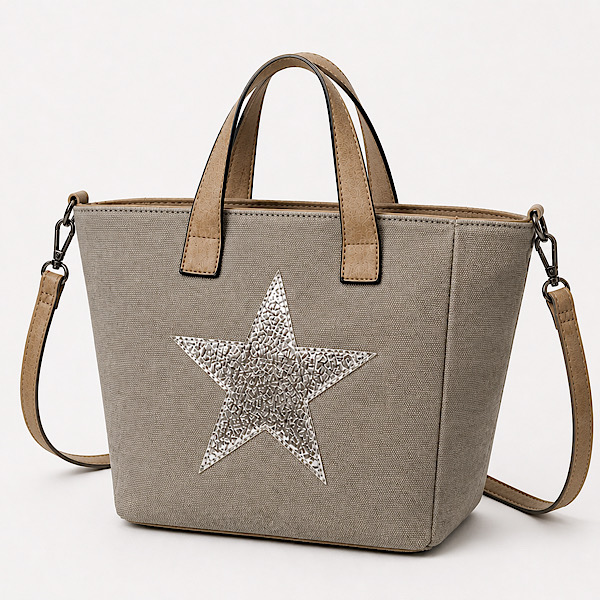 Taupe womens bag with a star