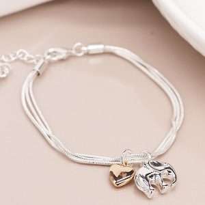 Elephant and heart stranded bracelet