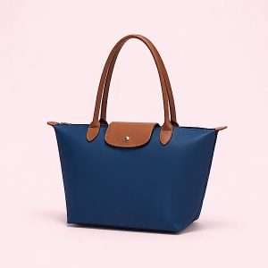 navy and tan tote bag