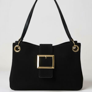 black suede hand bag