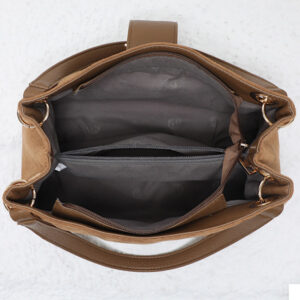 inside tan suede bag