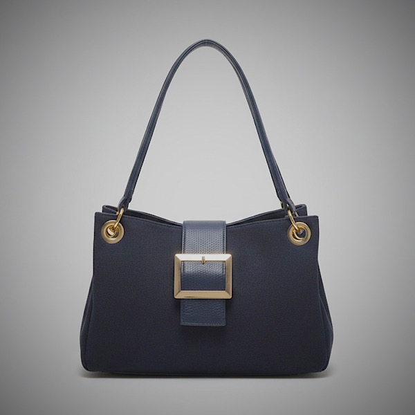 navy faux suede bag