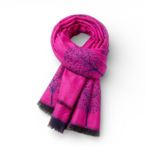 cerise reversible scarf tied