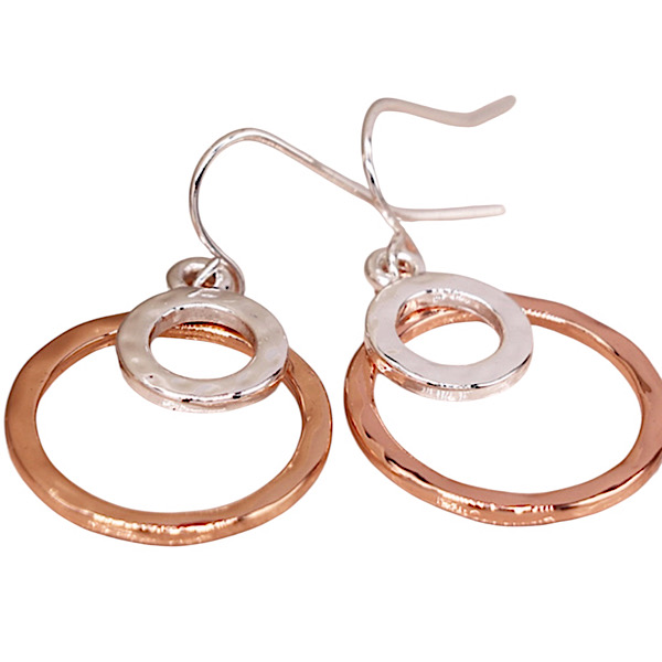 silver plated circles drop earrings