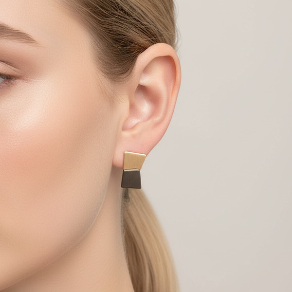 gun metal and rosegold earrings