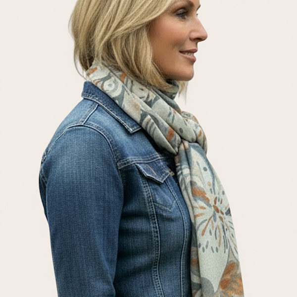 botanical mushroom print scarf