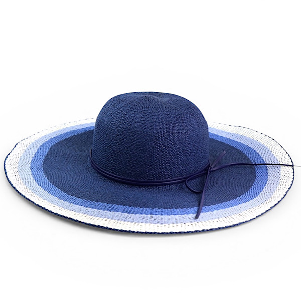 navy blue stripe sun hat wide brim