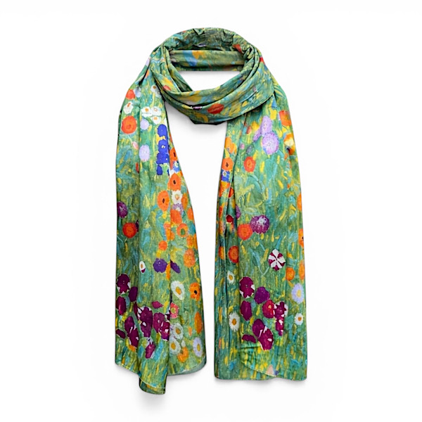 Gustav Klimt flower garden silk scarf