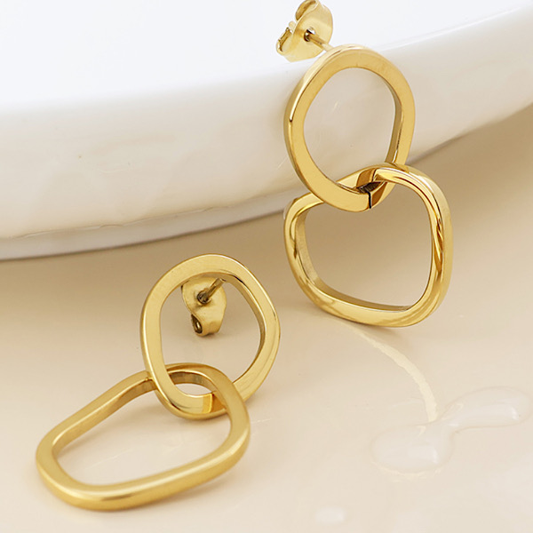 14k gold plated organic hoop stud earrings