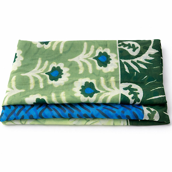 blue green sheer cotton viscose scarf