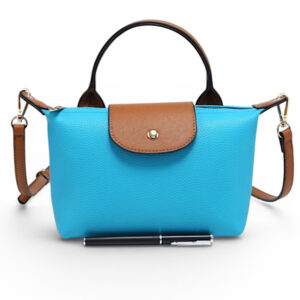 blue longchamp inspiredccross body bag adjustable strap
