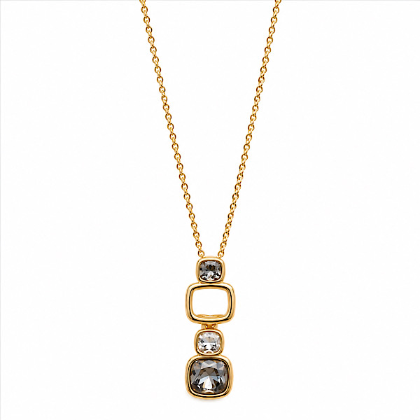 gold crystal geometric pendant necklace