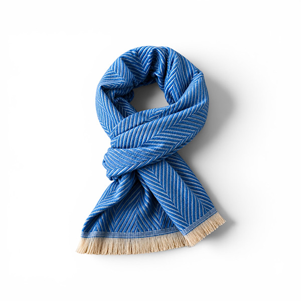 super soft blue herringbone scarf