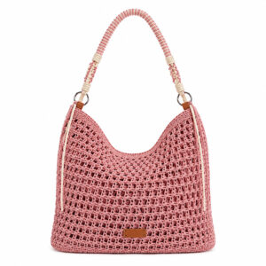 pink crochet shoulder bag